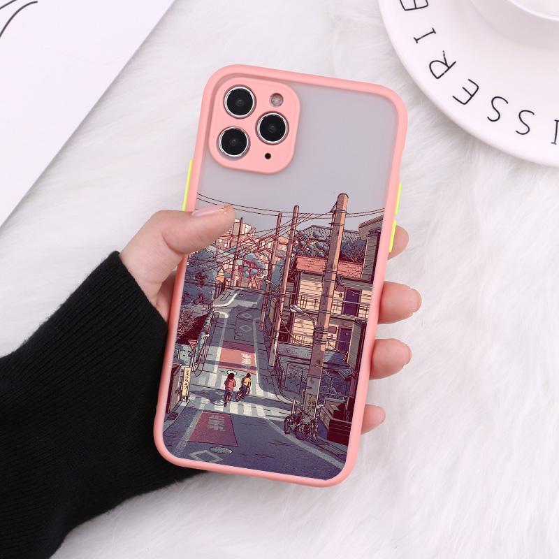 Ручная роспись в стиле японского аниме, домик, чехол для телефона iPhone 15 14 13 12 11 Pro Max X XR XS 15 14 7 8 Plus SE2, матовые чехлы