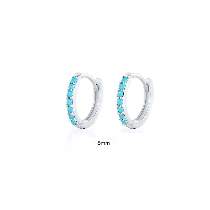 6/7/8/9 MM Cartilage Circle Earrings 925 Silver Bling CZ Huggie Hoop Earring for Women Piercing Buckle Wedding Jewelry