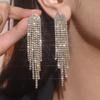 Premium Luxury Super Sparkle Rhinestone Long Tassel Earrings Women's Fashion Temperament Studded Earrings