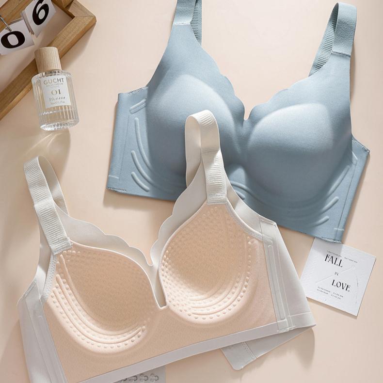 Underwear Women's Thin Latex Sexy Push Up Bra Without Steel Hoop Adjustable Anti Sagging Large Size Bra