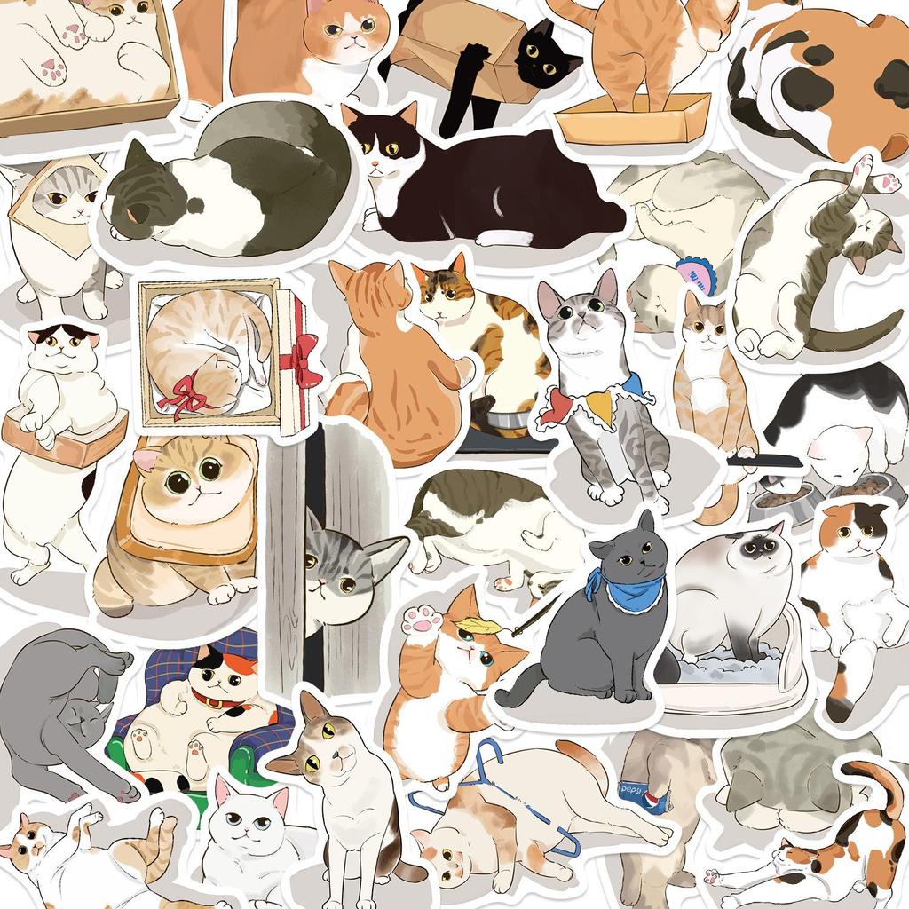 Cute Cat Cartoon Graffiti Stickers: Waterproof DIY Decorations for Notebooks & Suitcases