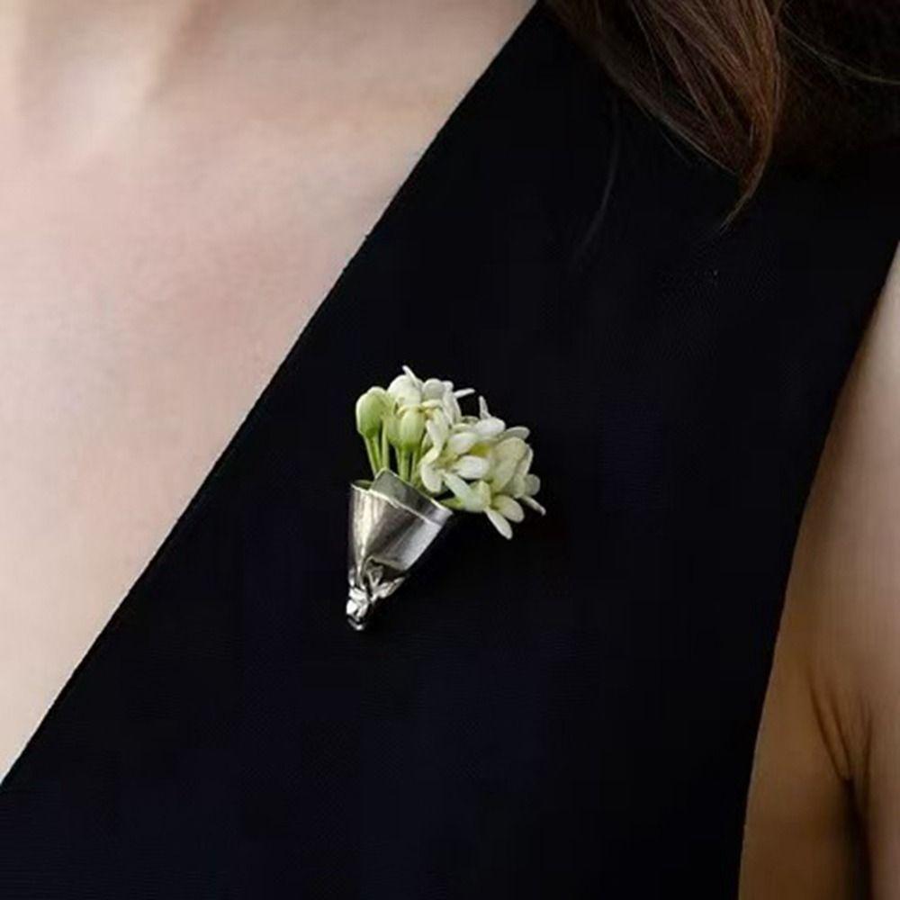 Серебряная Брошь-Цветок Винтажная Золотая Брошь Темперамент Металлическая Заколка для Одежды Подарок