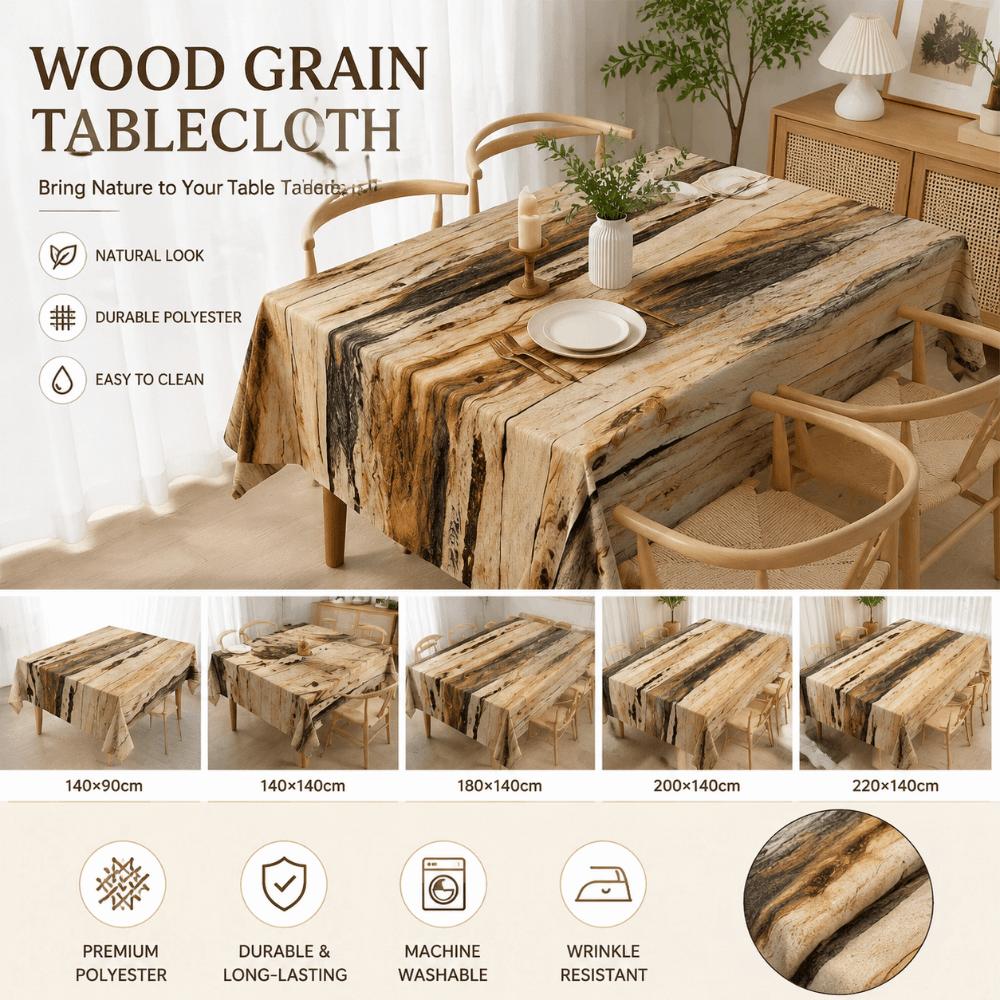 Square Printed Table Cover Rustic Wood Pattern Polyester Table Cloth Outdoor Event