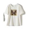 Color Water Soluble Diamond Three-Dimensional Butterfly ~ Young Women's Short Sleeve Round Neck Tencel Cotton Pullover T-shirt Summer Play Bi