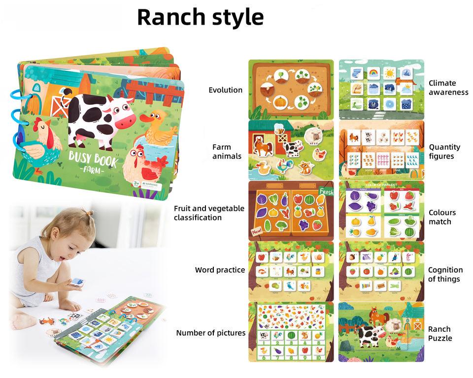 Baby First Enlightenment Book Montessori Quite Book Early Learning Sticker Busy Book Matching Games Educational Toys for Kids