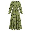 Women's Long Sleeve Round Neck Polka Dot Print Elegant Long Dress