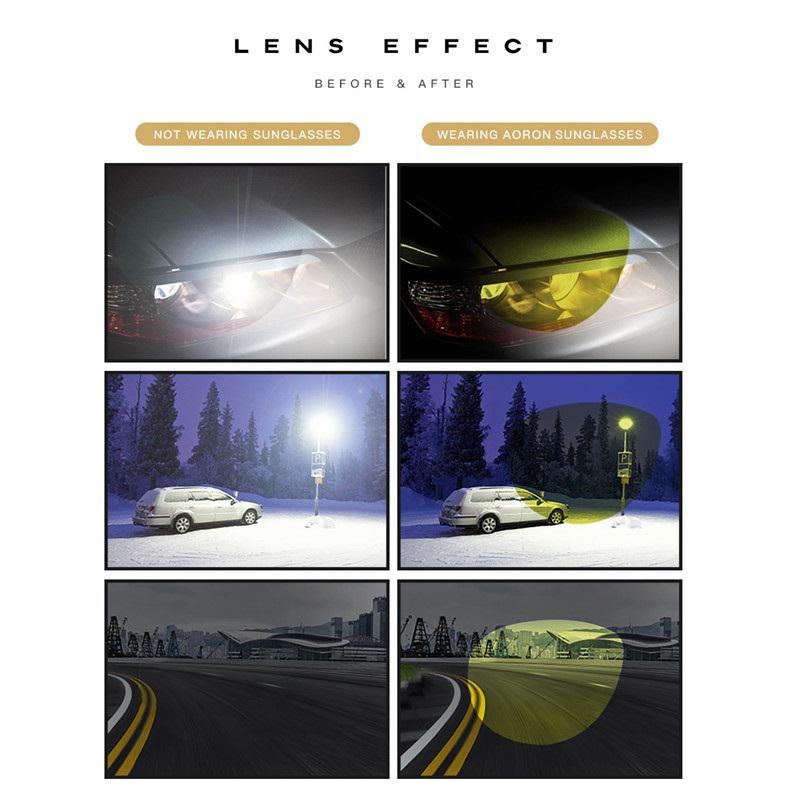 aoron Men Fashion Polarized Sunglasses Anti Glare Night Driving Glasses