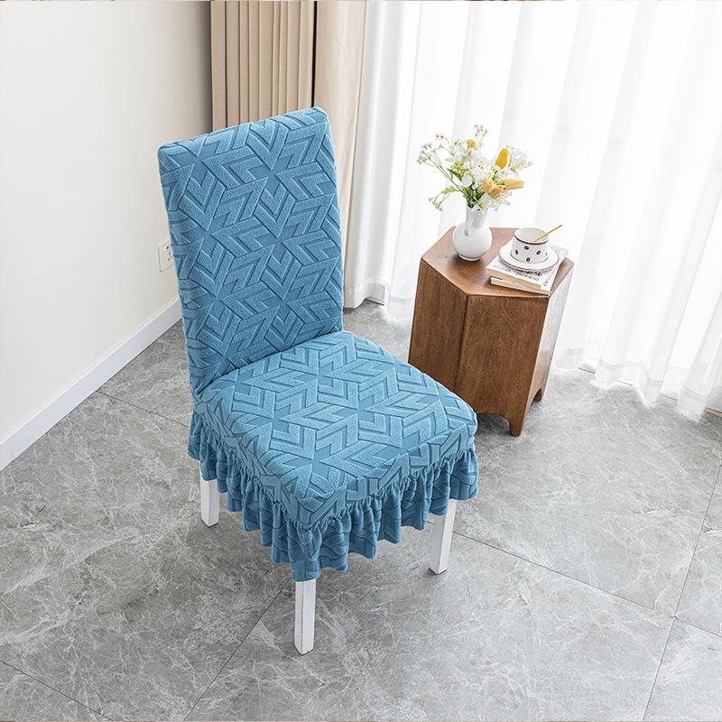 Жаккардовый стрейч чехол-юбка для обеденного стула на все сезоны