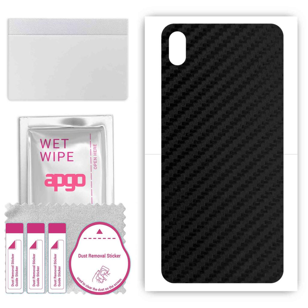 apgo Protective Skin Sticker for the back compatible with Umidigi Power, Wrap Film, Foil, Vinyl - Pattern Carbon Black