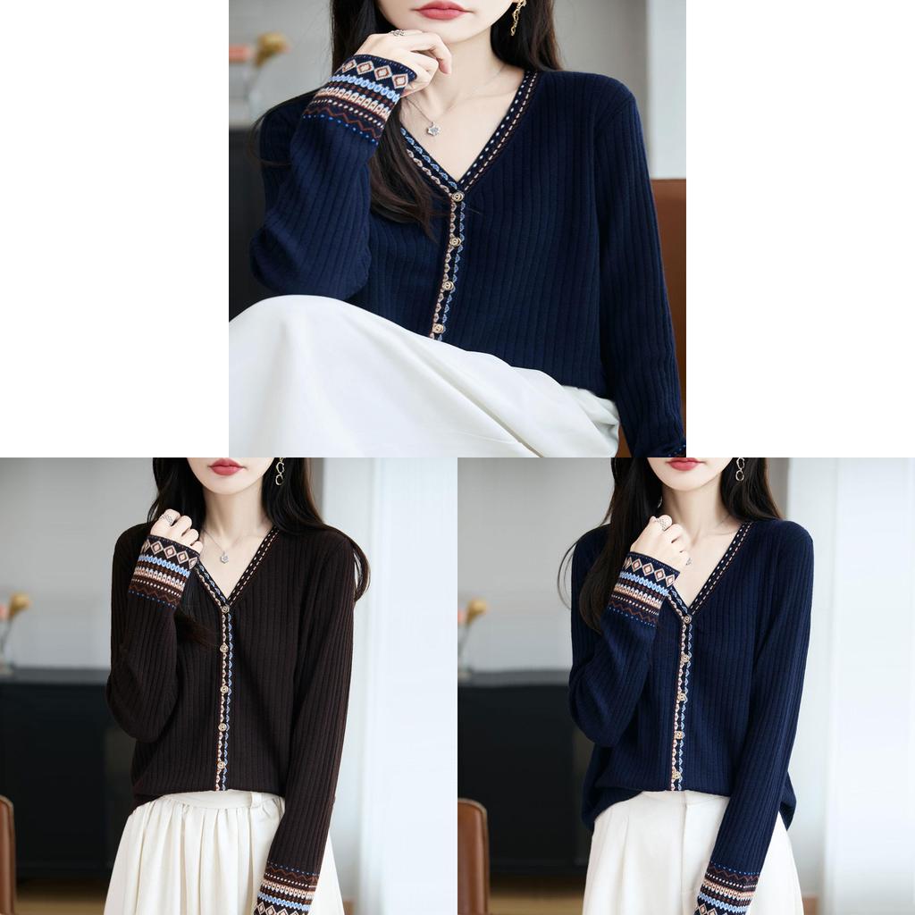 Andy Plush Knit Cardigan For Women With Vneck And Long Sleeves For Casual Wear