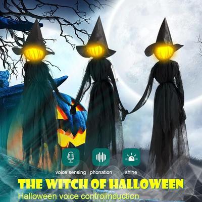 Хэллоуин с голосовым управлением, индукционные светящиеся 1 человек, держащиеся за руки, ведьма, девичник, вечерние фоны, украшение для Хэллоуина, дня рождения
