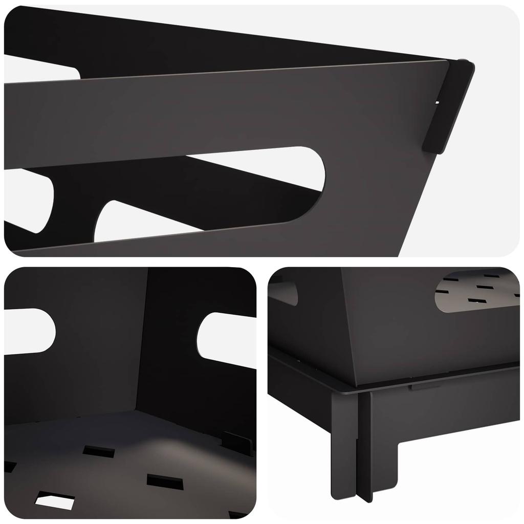 Fire Pit Black 60 x 60 x 30 cm Steel