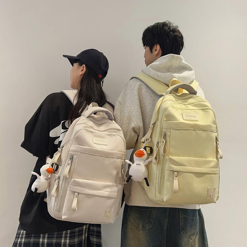 Однотонный школьный рюкзак для студента, женский рюкзак большой емкости, мужской рюкзак
