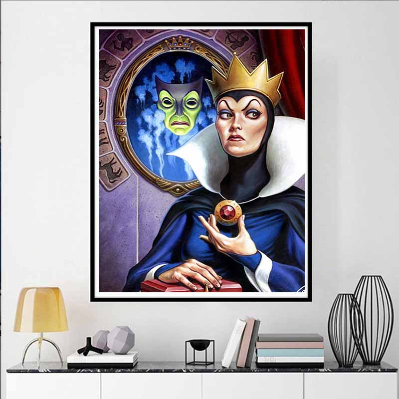 Disney Diamond Painting Classic Illustration of The Evil Queen From Snow White 5D Diamond Painting Art Embroidery Cross Stitch Room Decoration