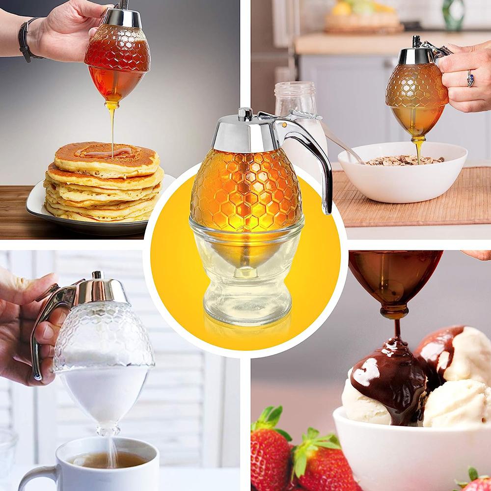 Диспенсер для меда Диспенсер для наливания меда Прозрачный контейнер для меда с подставкой