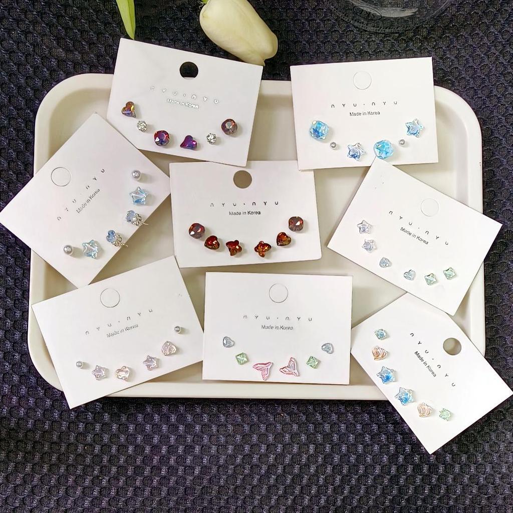 Модный комплект мини-сережек с блестками для женщин — универсальный, четкий дизайн