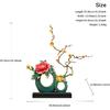 Aris & Juno Chinese Feng Shui Flower & Ring Decoration Set - Ru Hua Si Jin Figurine with Brass Flower and Ring for Home Office Decor, Business Gift