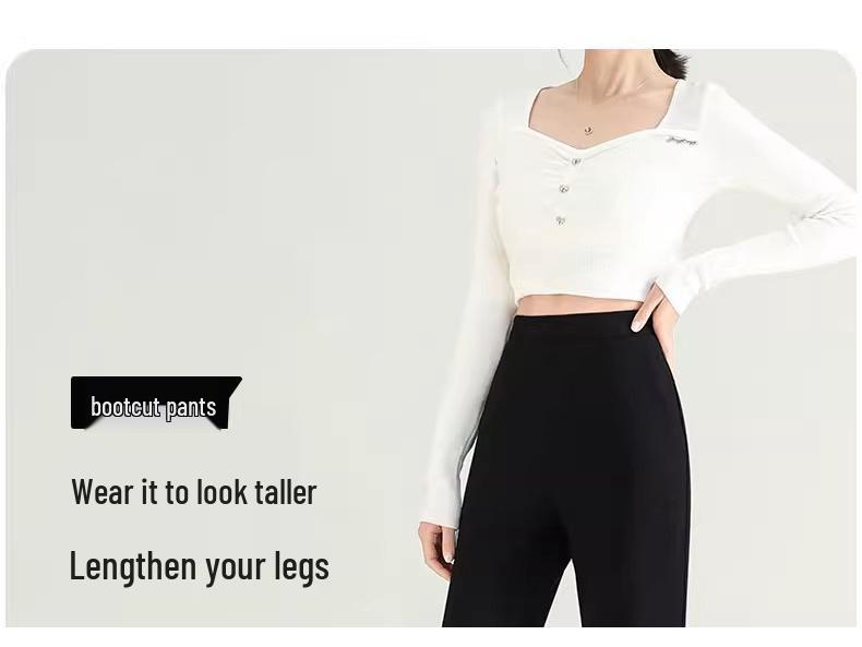 New Spring 2025 High-Waisted Micro-Flare Trousers for Petite Women: Slimming, Height-Enhancing, with Elegant Drape