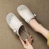 Soft Leather Version~ Woven Hollow Bag Head Half Slippers Women Wear Muller Shoes Outside In Summer, Lazy Cool Slippers Women