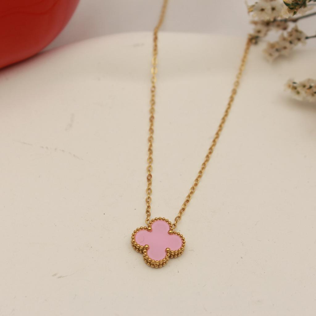 15 мм Новое двухстороннее ожерелье с четырехлистным клевером на удачу Женское ожерелье из титана 18 карат