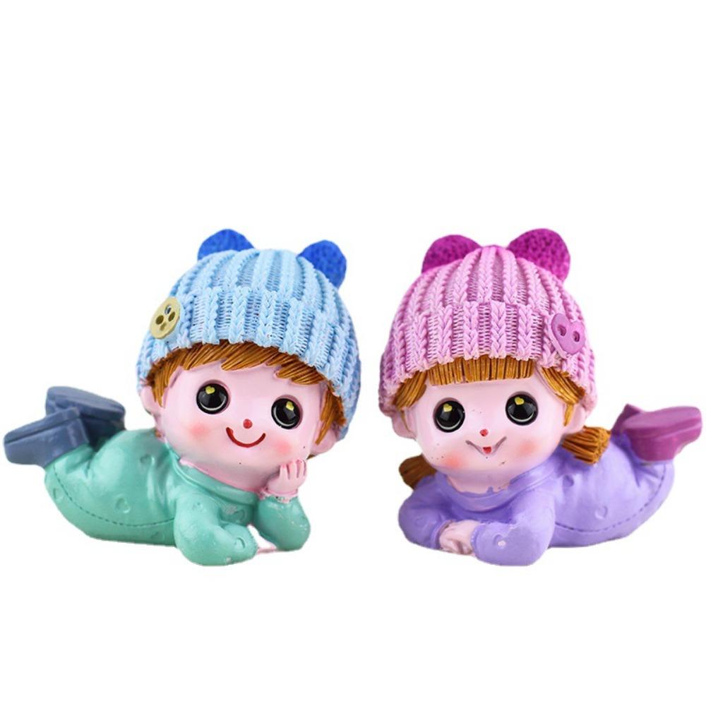 2PCS Resin Jewelry Doll Desktop Ornaments Cartoon Elf Model Toy Car Decoration Accessories