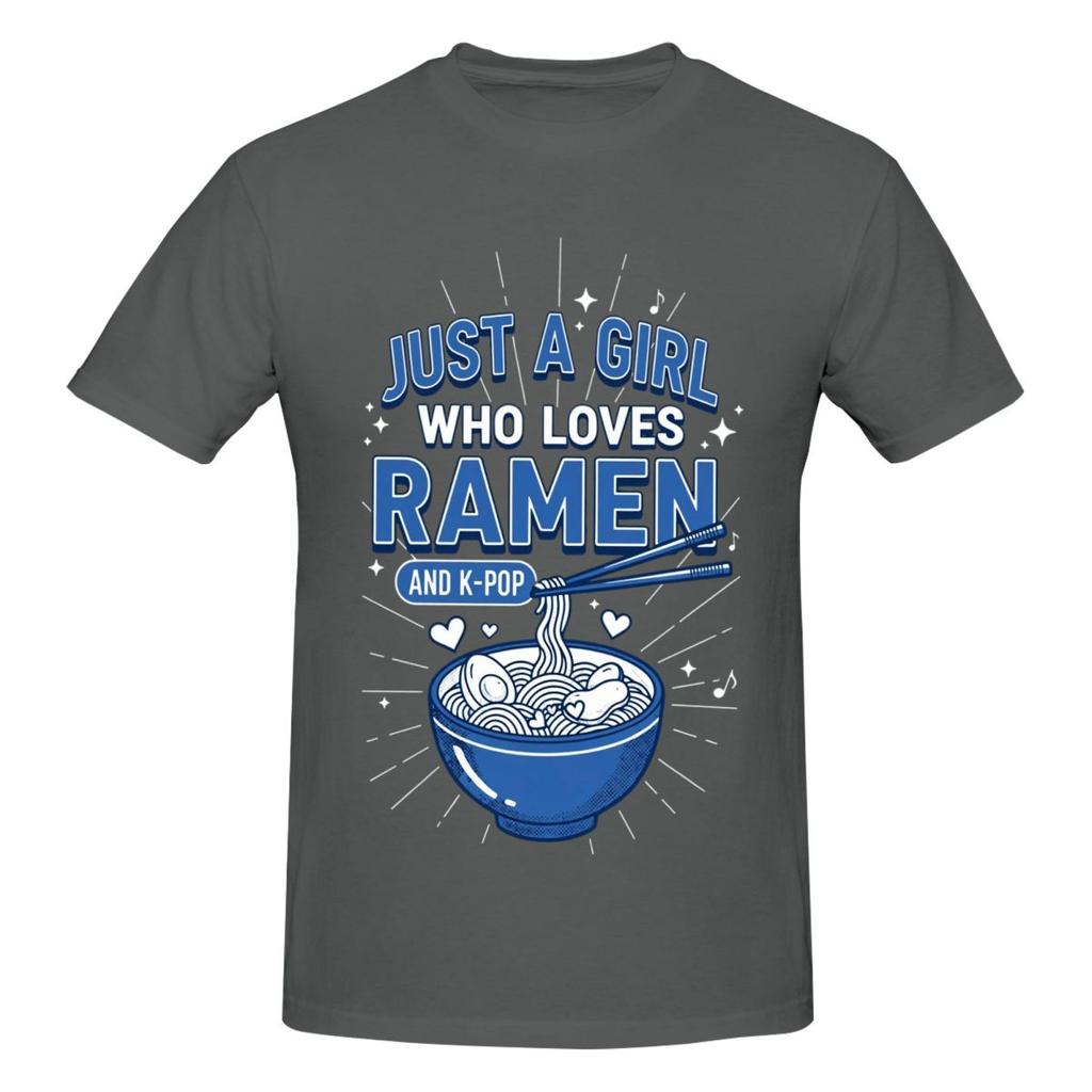 Girls Eating Noodles Just A Girl Who Loves Anime Raunisex And Kpop Fun T Shirts Graphic Y2k Gifts Oneck T Shirts For Unisex Clothing