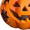 Halloween Party Centerpieces Spooky Lighted Pumpkin Figurine, Engraved Light-Up Resin LED Lights for Porch Statue Tabletop Indoor Outdoor Garden Patio