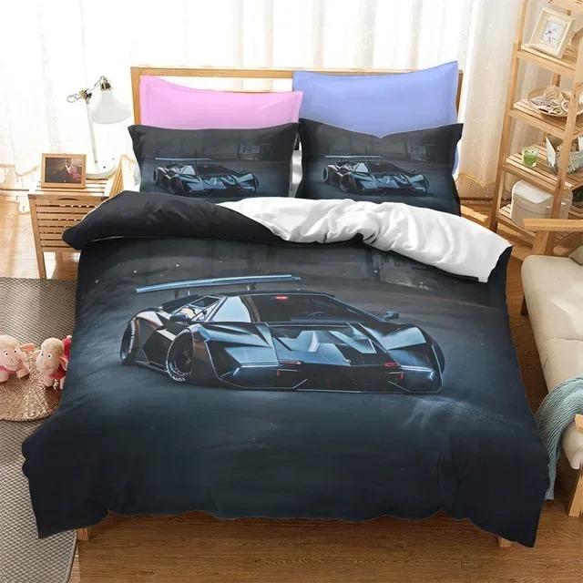 Sports Car Duvet Cover 3D Racing Car Printed Bedding Set Queen King Size With Pillowcases Men Cool Polyester Quilt Cover
