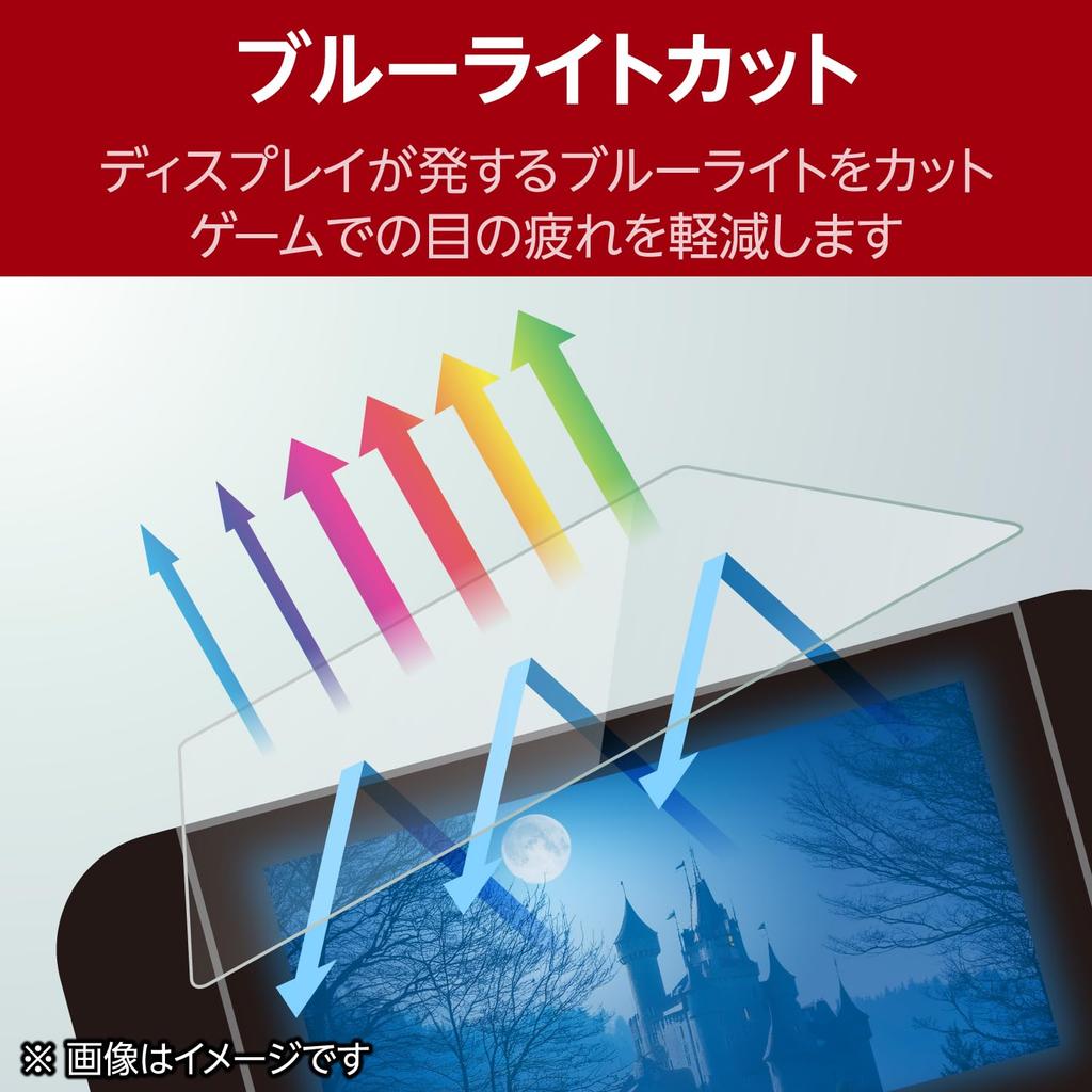 ELECOM Nintendo Switch 2 Screen Shock Blue Light Protector, Absorbing, Cut, Airless, Self-Adhesive, GM-NS225FLPSBLG