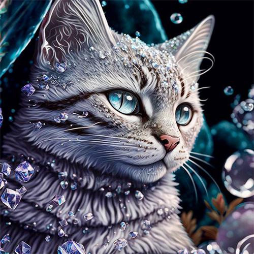 Алмазная картина Полная дрель Кошка Фэнтези Квадратная/круглая вышивка Мозаика Животное Звездная ночь Вышивка крестом Домашний декор