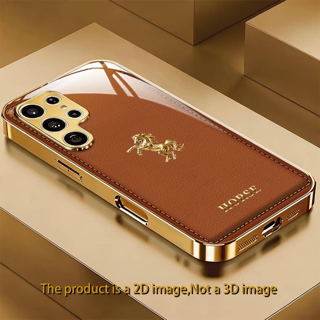 2D коричневый фон золотая лошадь дизайн чехол для телефона для Galaxy S26 S25 S24 S23 Ultra S22 Ultra S20 Ultra 56 A72 A73 5G