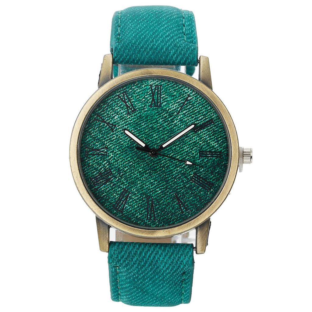 Fashion Multicolor Rome Number Clock Dial Student Leisure Denim Strap Quartz Watch