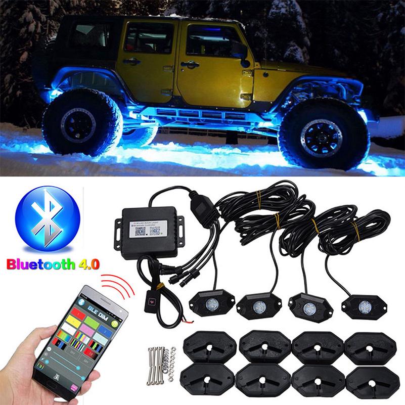 Светодиодные фонари GZDL Rock Lights с беспроводным пультом дистанционного управления Bluetooth Neon Light для внедорожников, квадроциклов