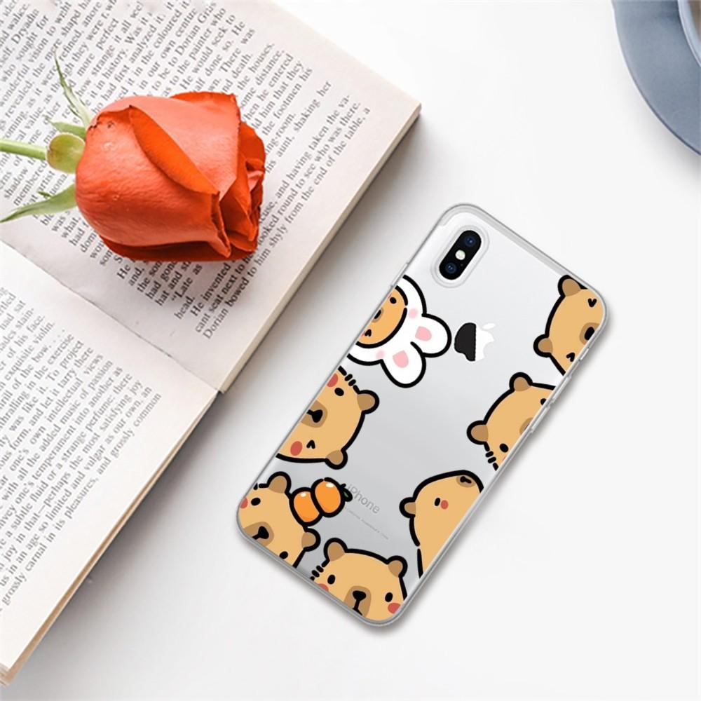 Мультяшный милый чехол для телефона с капибарой для iPhone 14 13 12 11 Pro Max XS X XR SE 2020 6 7 8 Plus Mini Защитный чехол