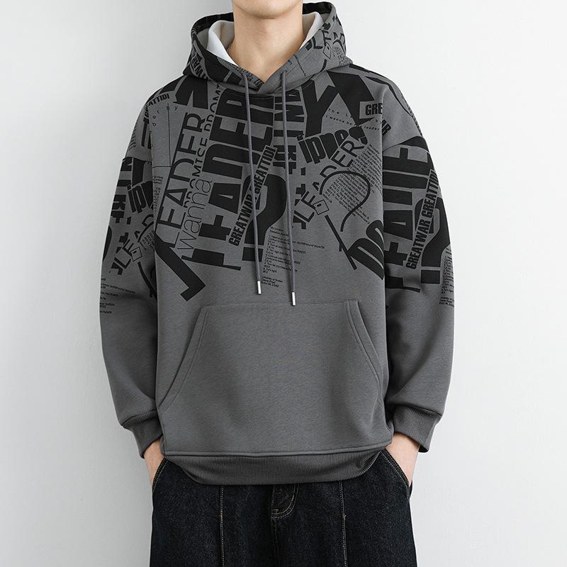 Trendy Brand Hooded Sweater Men'S Spring And Autumn Bottoming Shirt Long-Sleeved Clothes Students Wear Loose Men'S Sweater