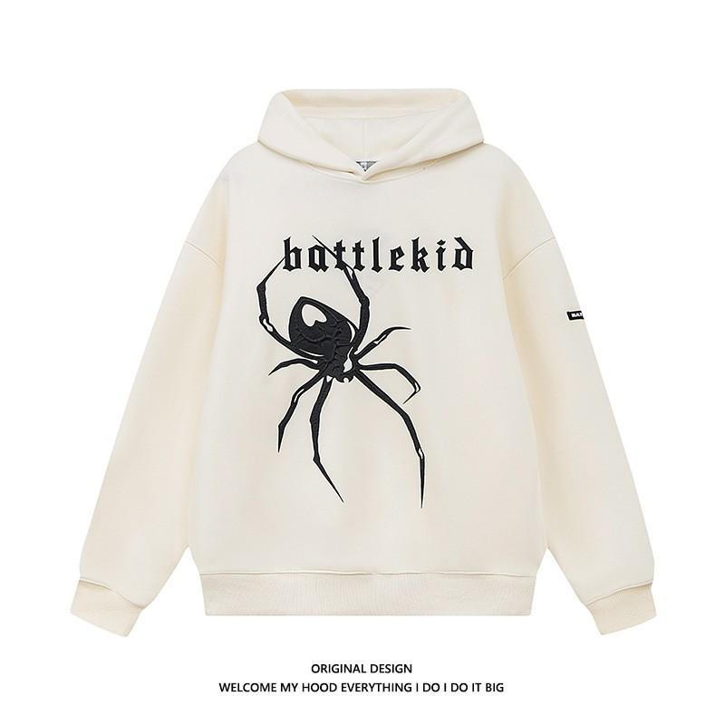 Winter American Hip Hop Spider Print Hoodie Loose Couple Streetwear
