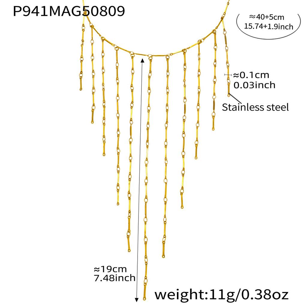 Милое ожерелье с бахромой из нержавеющей стали с 18-каратным золотым покрытием, водонепроницаемое, не тускнеющее, колье-каскад с длинными кисточками для женщин