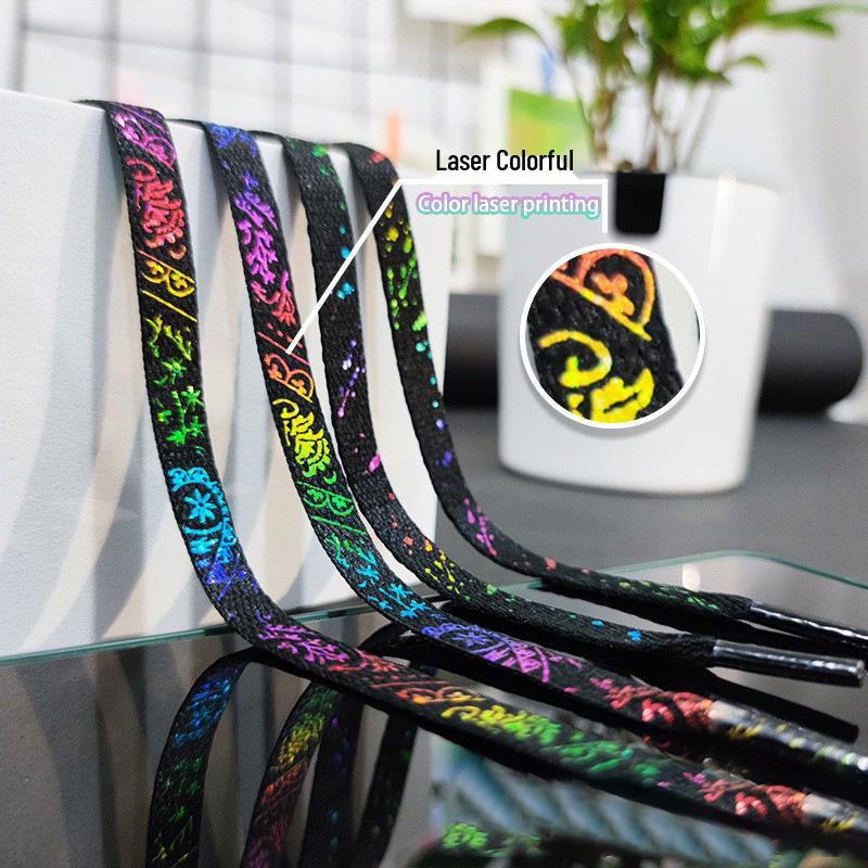 Sevencolor Laser Feng Splatter Lin Ink Shoelaces With Hot Silver Paisley For Af1 Customization