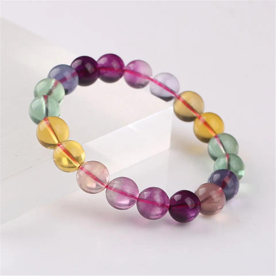 Natural Colorful Fluorite Classic Party Bracelets Women Men Gift Crystal Beads Stone Stretch AAAAA 7mm-11mm