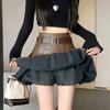 Плиссированная кожаная юбка из искусственной кожи для женщин, осенне-зимняя сексуальная мини-юбка трапециевидной формы с высокой талией, модная одежда в корейском стиле Y2k