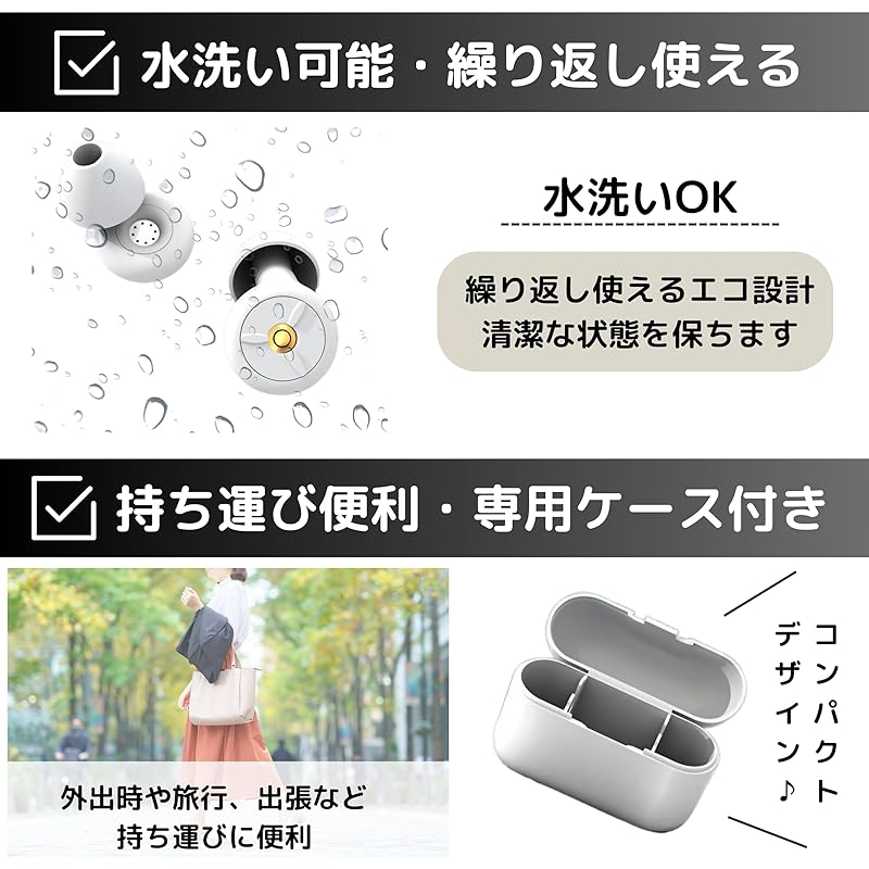 East Leaf Ear Plugs for Sleeping 28dB Waterproof Silicon Snoring Measures Hyperacusis Plane Study Washable White Comes with 3 Types of SML Earpieces