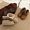 European Station Fashion Lapel Snow Boots Women's Winter New Soft Leather Wool Fleece Warm Doll Head Cotton Boots
