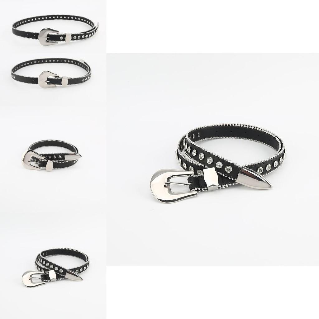 Trendy Womens Faux Leather Belt With Water Diamond Embellishments For Jeans And Lounge Wear