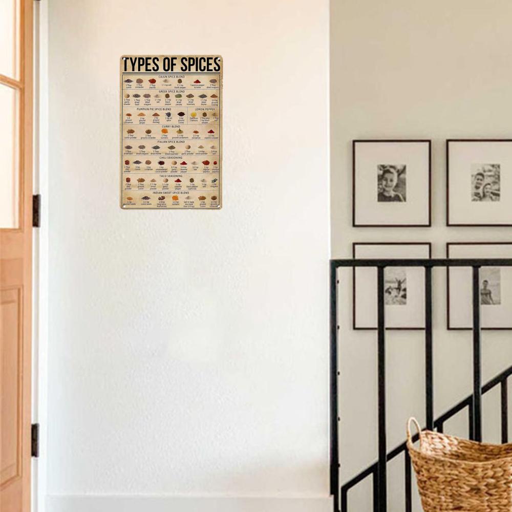 1pc, Metal Sign Spice Type Vintage Metal Sign Wall Decor Country Kitchen Home Garage Decor (30cm*20cm/11.8in*7.87in)