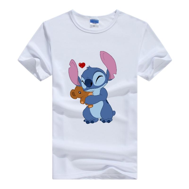 Disney Kawaii Lilo Stitch Print Hippie Cheap T-Shirt Summer Loose White Cute Stitch Ladies Tops Harajuku Men Tees Women Blouses