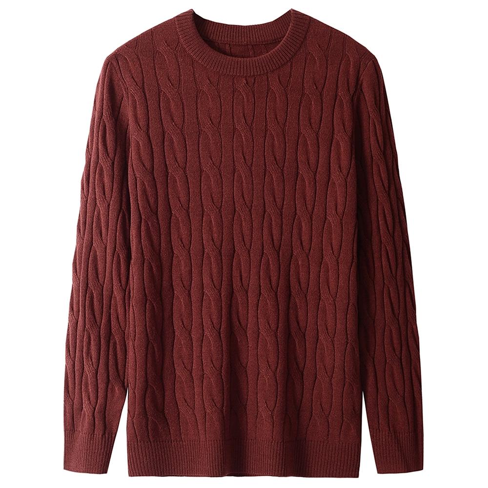 Men's Casual Argyle Crewneck Sweaters Thermal Cable Knit Pullover Sweater