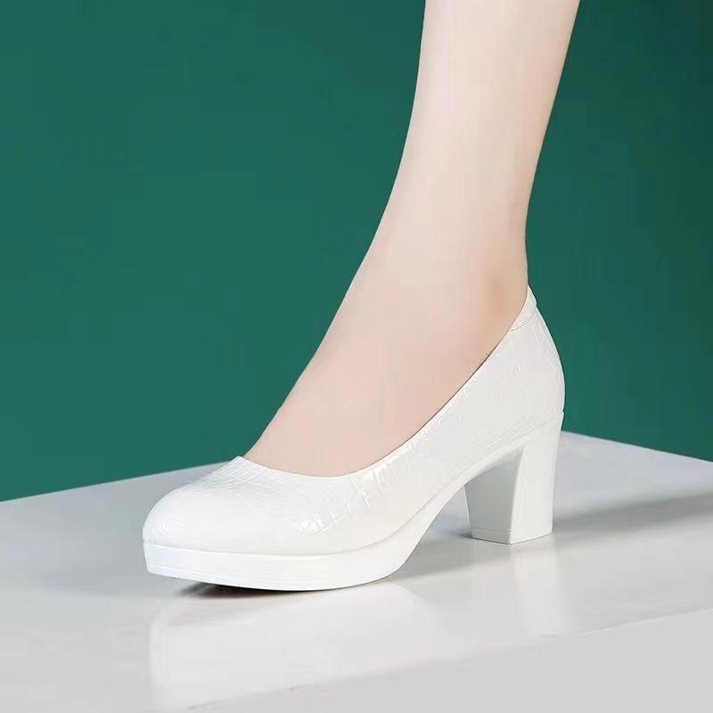 2025 New Women Fashionable Versatile Round Toe High Heel Shoes Lady Casual Comfortable Work Pumps Elegant Minimalist Women Shoes