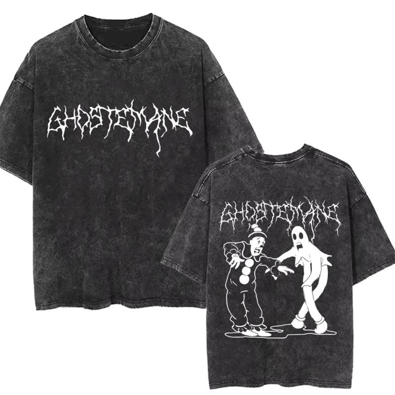Мужская повседневная футболка с принтом Ghostemane, вываренная, готическая, оверсайз, уличная одежда, мужская хип-хоп Y2K, рэп, рок, трэп, металл, топы, футболки
