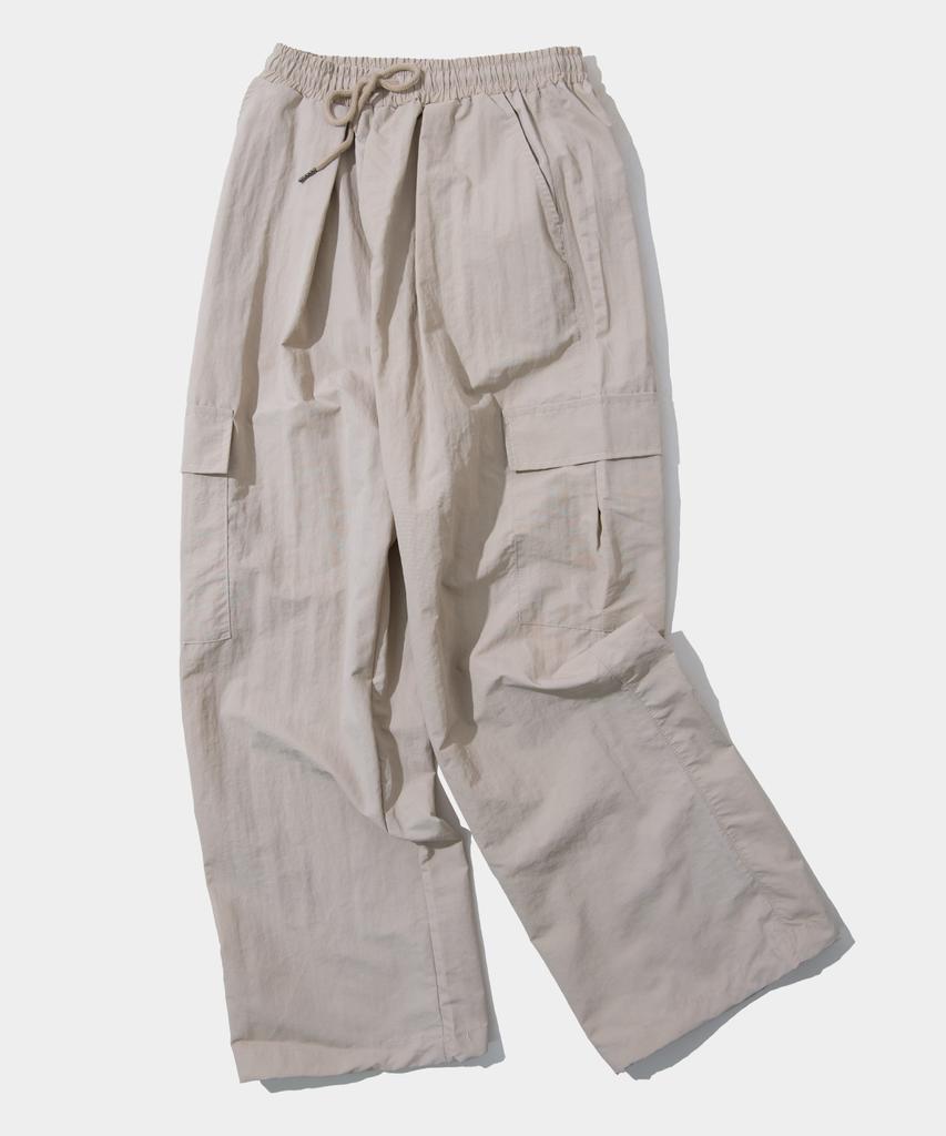 SOME PLACE Pocket Cargo Nylon Two-Way String Banding Pants [Charcoal]