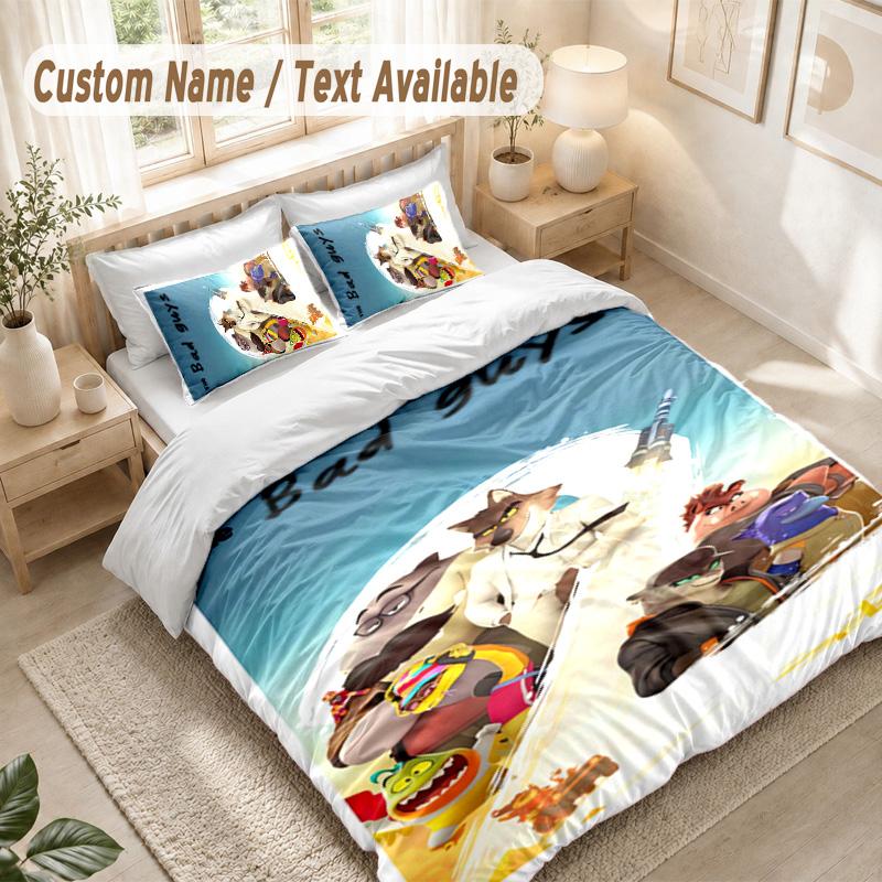 The Bad Guys Bedding Set, 1 Duvet Cover & 2 Pillowcases Soft Comfortable Bedroom Home Textile Decor